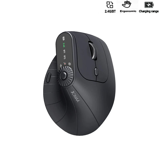 Wireless Vertical Mouse Rechargeable Optical Mice with Function Adjustment Knob Ergonomic Mouse for Multi-Purpose